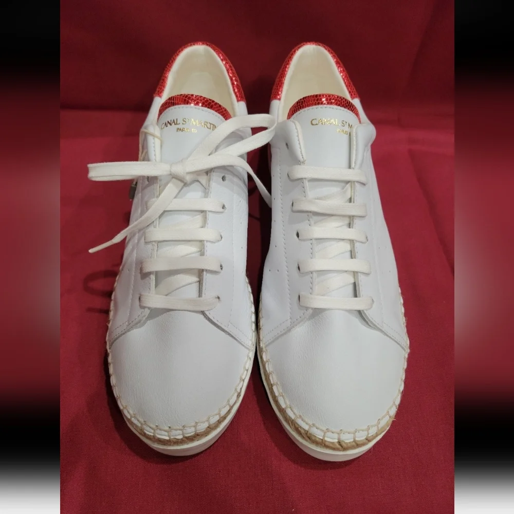 Canal st martin Lancry espadrille sneakers roma Rouge white red 41
